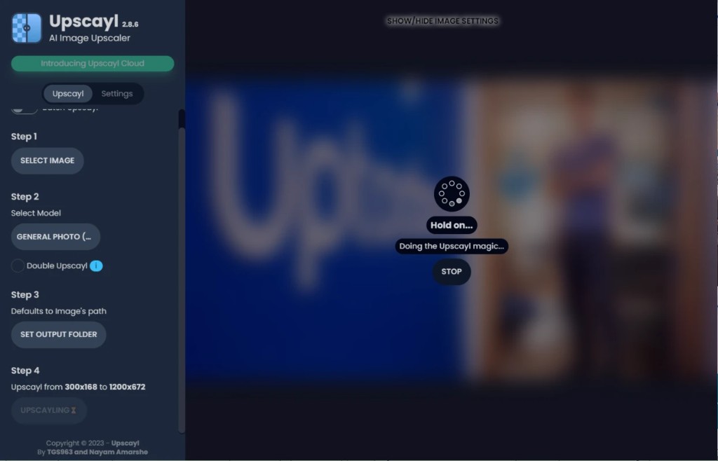 Progress overlay while Vulkan-accelerated enhancement runs entirely offline